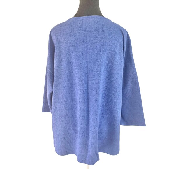 Talbots Plus - Tie-Waist Textured V-Neck Top - Periwinkle Blue - 2S - Picture 2 of 9